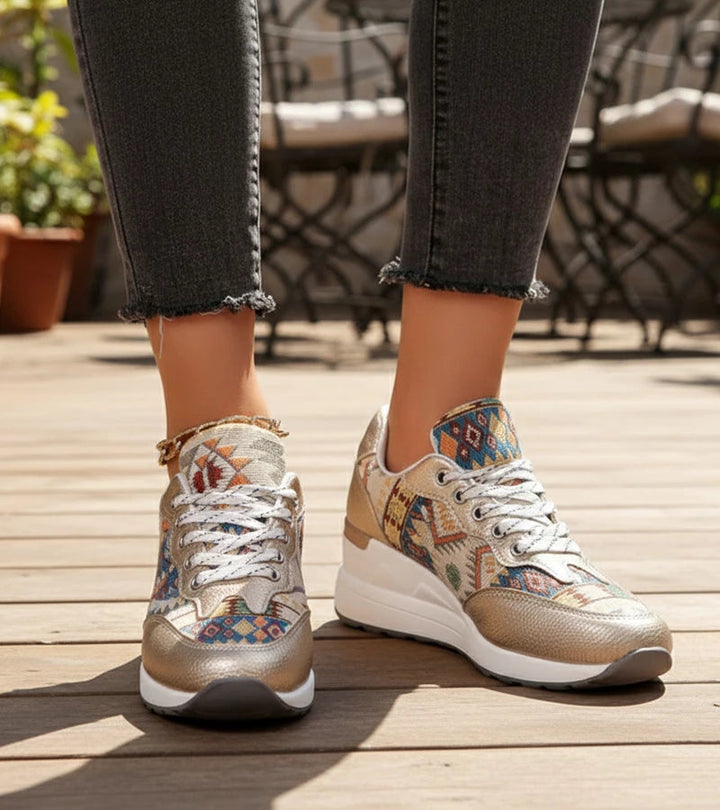 Znaya - Zapatillas Boho Con Cordones Geométricos