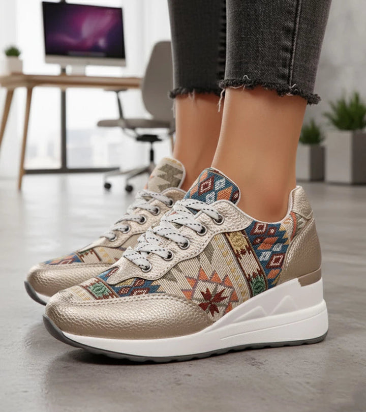 Znaya - Zapatillas Boho Con Cordones Geométricos