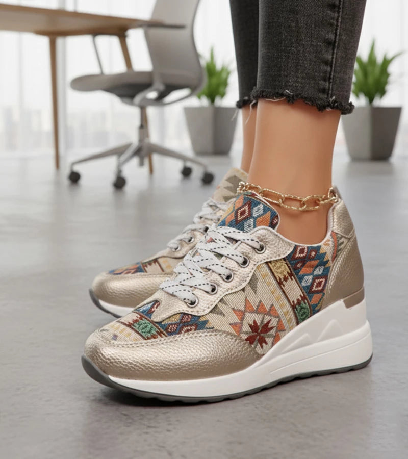 Znaya - Zapatillas Boho Con Cordones Geométricos