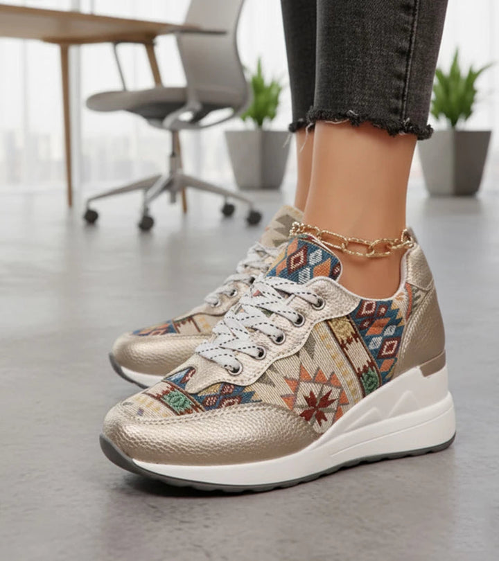 Znaya - Zapatillas Boho Con Cordones Geométricos