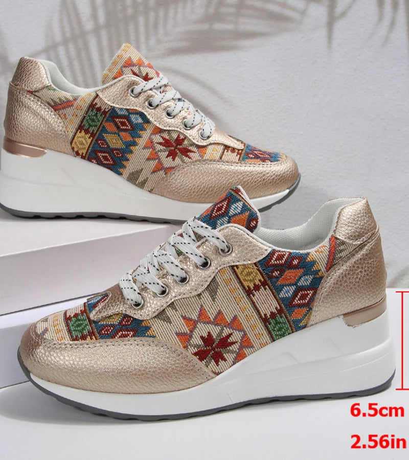 Znaya - Zapatillas Boho Con Cordones Geométricos