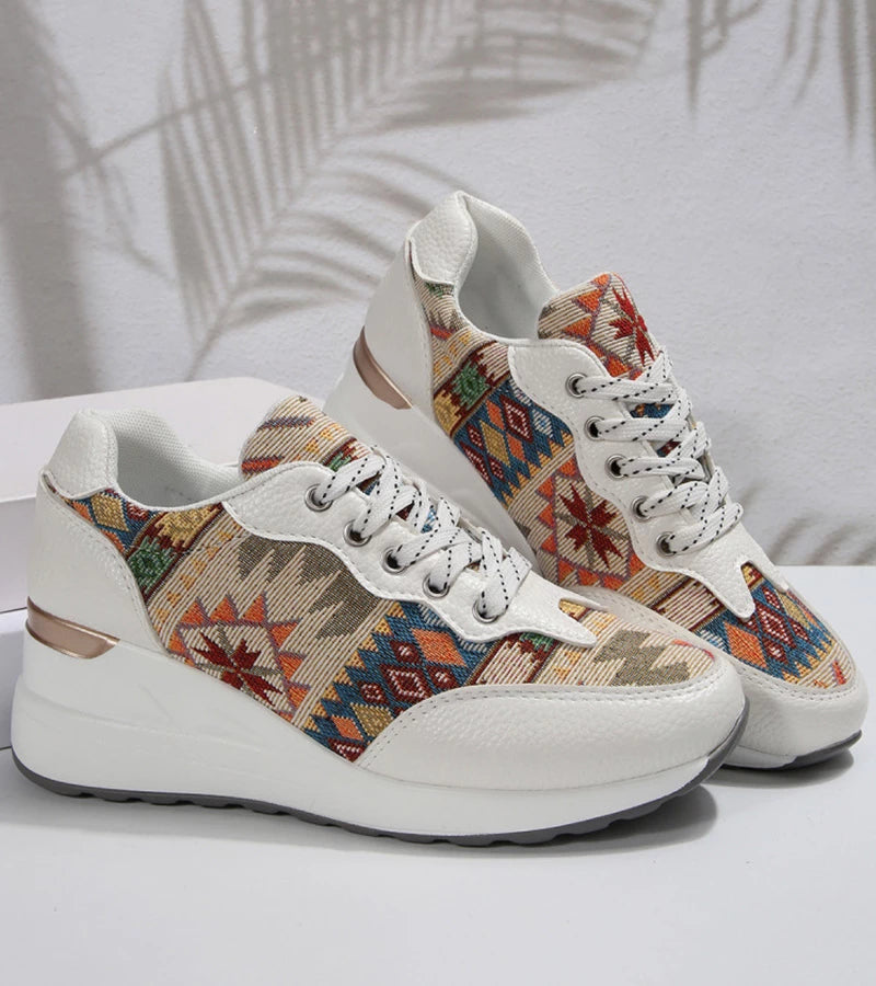 Znaya - Zapatillas Boho Con Cordones Geométricos