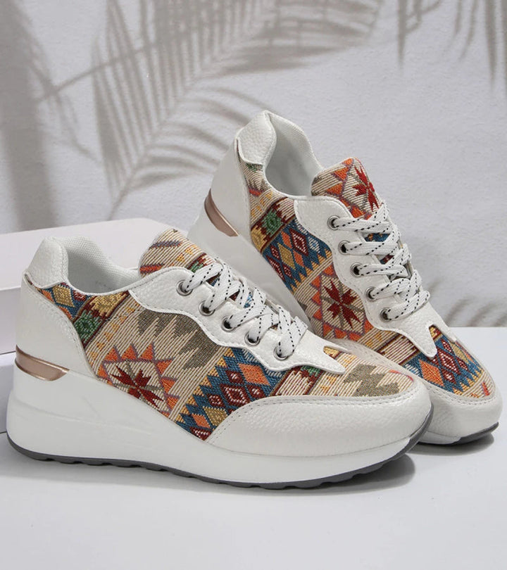 Znaya - Zapatillas Boho Con Cordones Geométricos