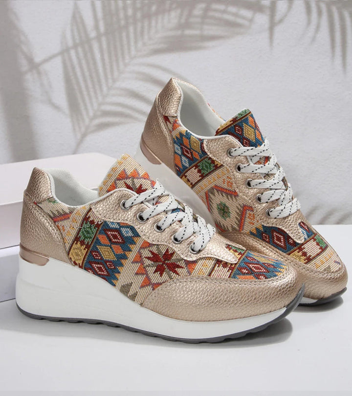 Znaya - Zapatillas Boho Con Cordones Geométricos