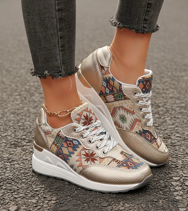 Znaya - Zapatillas Boho Con Cordones Geométricos