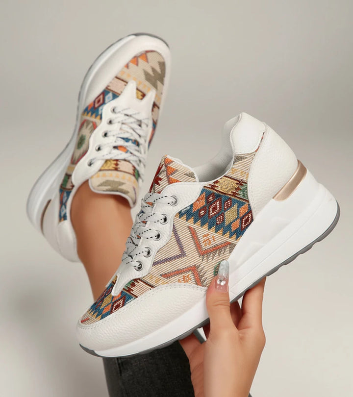 Znaya - Zapatillas Boho Con Cordones Geométricos