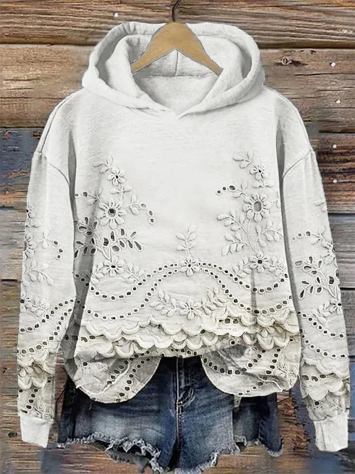 Leenja - Sudadera Con Capucha De Flores Texturizada Informal