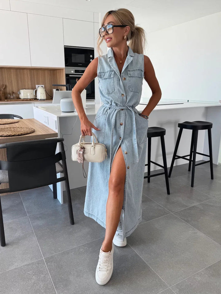 Jacinta - Elegante Vestido Largo Con Bolsillos