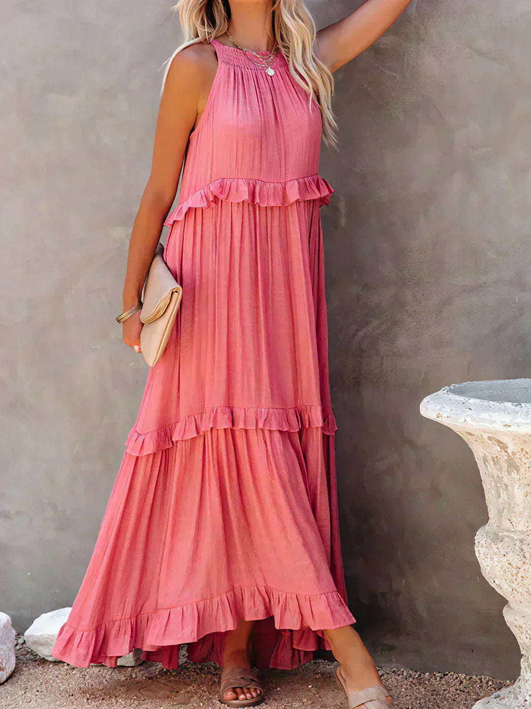 Hayley - Elegante Vestido Sin Mangas Con Volantes