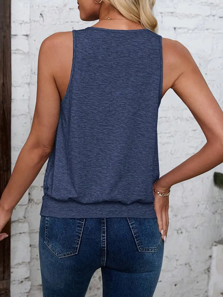 Afroditi - Camiseta Casual De Punto Con Cuello En V