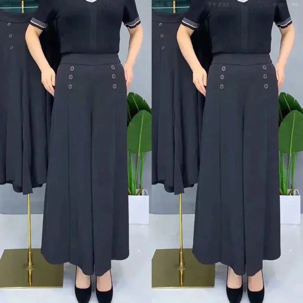 Malou - Elegante Pantalón de Pata Ancha Plisado
