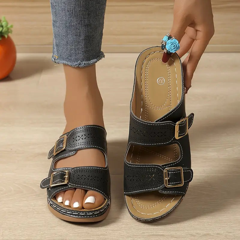 Eloisa - Sandalias Elegantes Con Cuña Ajustable