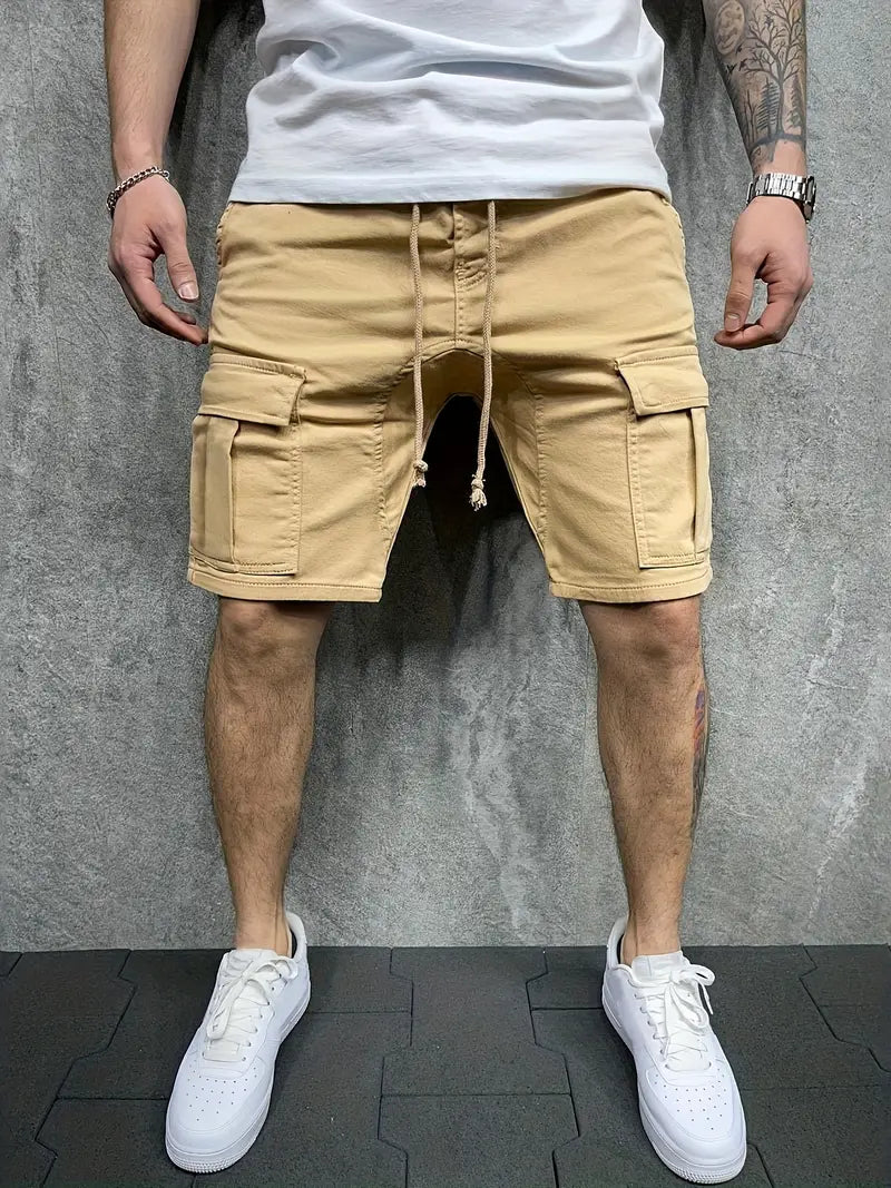 Jelte - Pantalones Cortos Cargo Informales Sin Elasticidad y Con Cordón