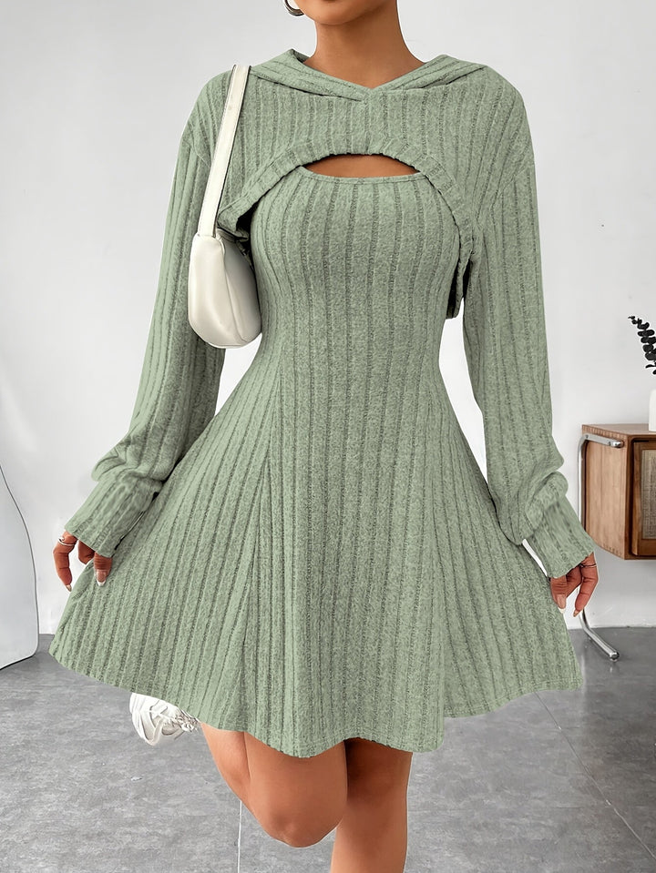 Joaquina - Minivestido Acanalado con Top Corto Con Capucha