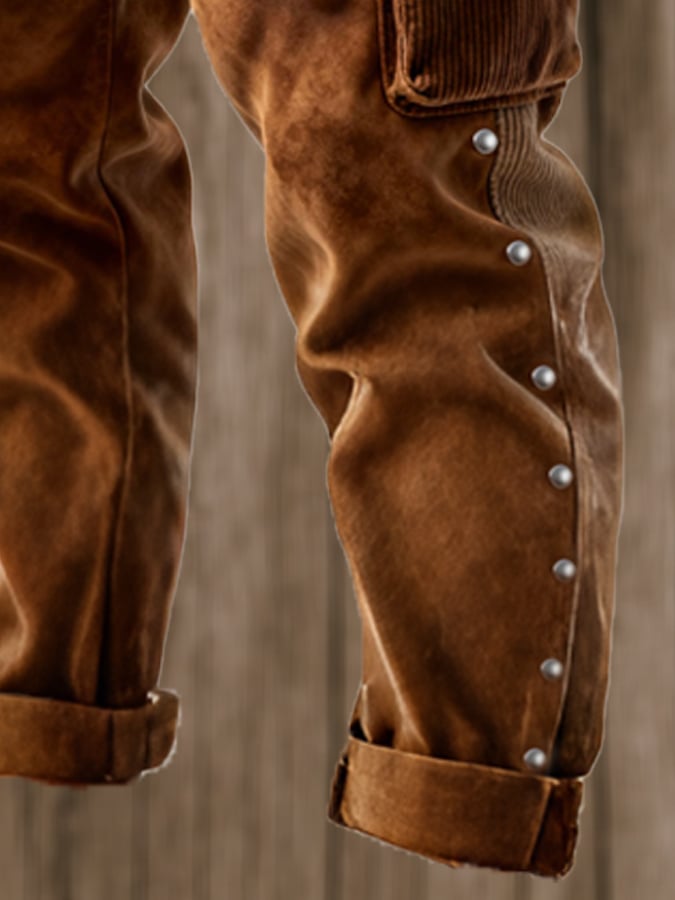 Curran - Pantalón Vintage De Aventura Al Aire Libre Con Costuras De Pana y Borlas