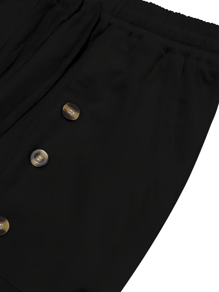 Beslan - Pantalones Elegantes De Pierna Recta Con Botones Dorados