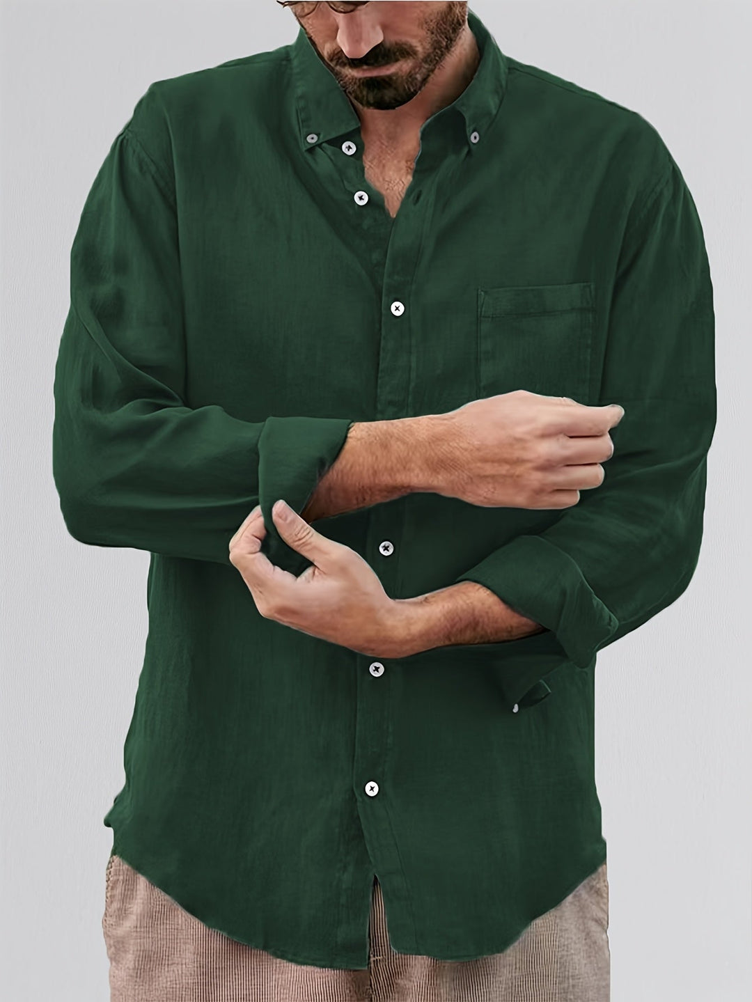 Deshawn - Camisa Clásica Con Las Mangas Remangadas