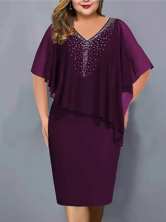 Amelie - Vestido De Gasa Con Escote en V Y Adornos De Strass