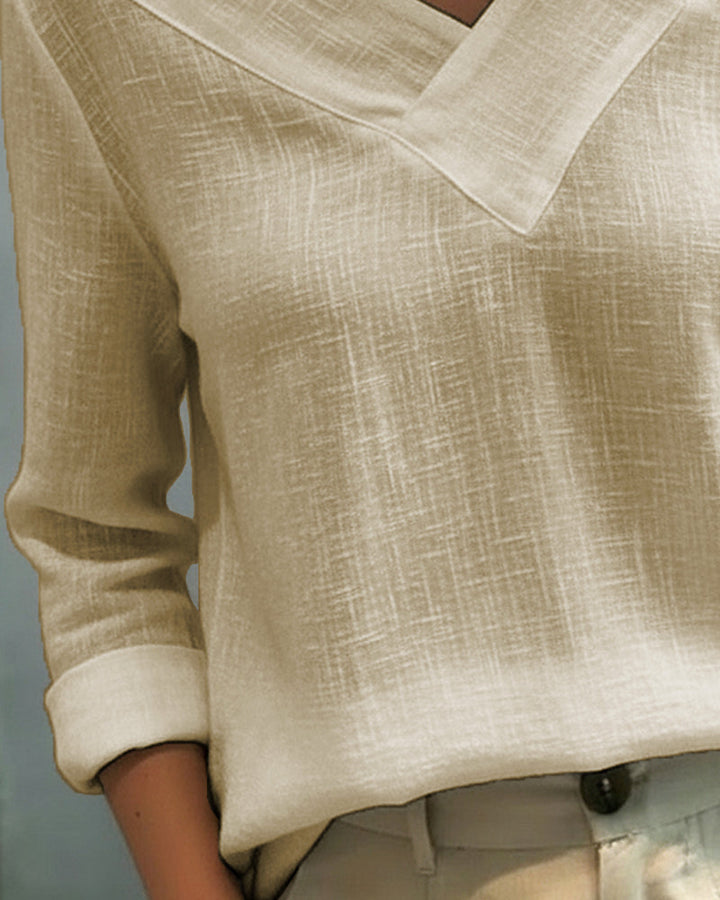 Makeeta - Elegante Top Con Cuello En V y Tirantes