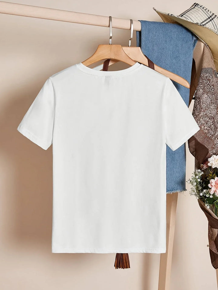 Larson - Informal Manga Corta Camiseta Con Estampado De Corazones