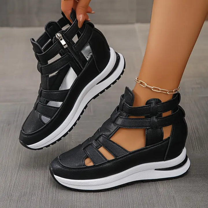 Souad - Sandalias De Cuña Elegantes Ligeras Con Cremallera Lateral
