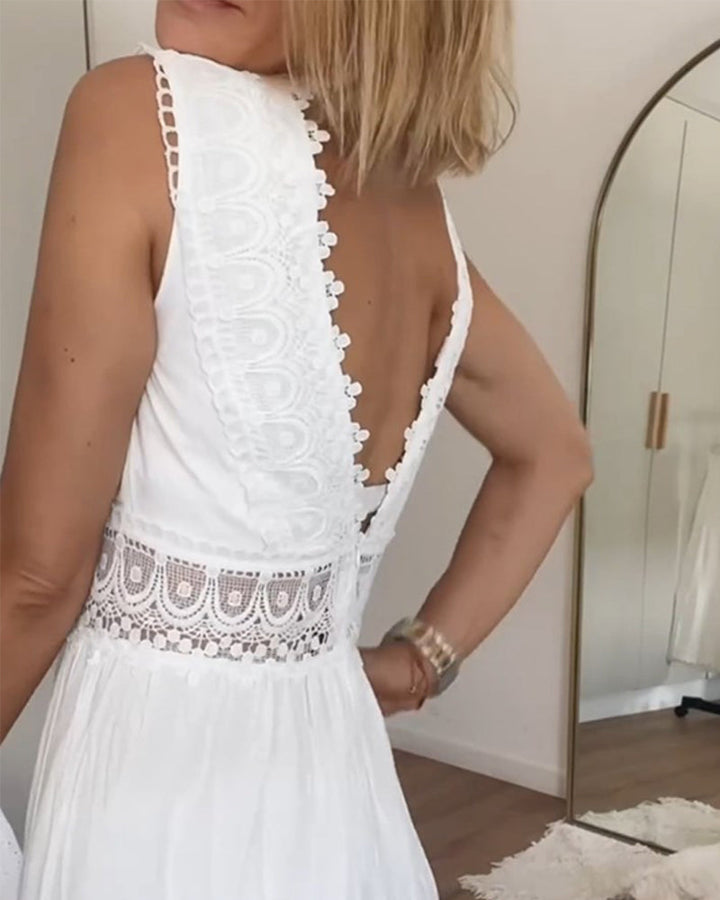 Papakosta - Elegante Vestido Sin Mangas De Encaje