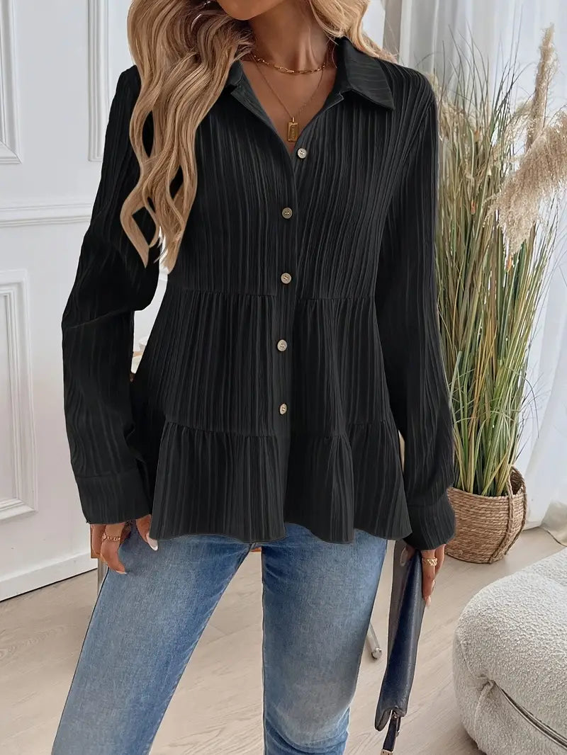 Majlinda - Elegante Camisa De Manga Larga Con Botones