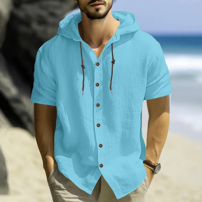 Osvaldo - Cómoda Camiseta Con Capucha Y Manga Corta