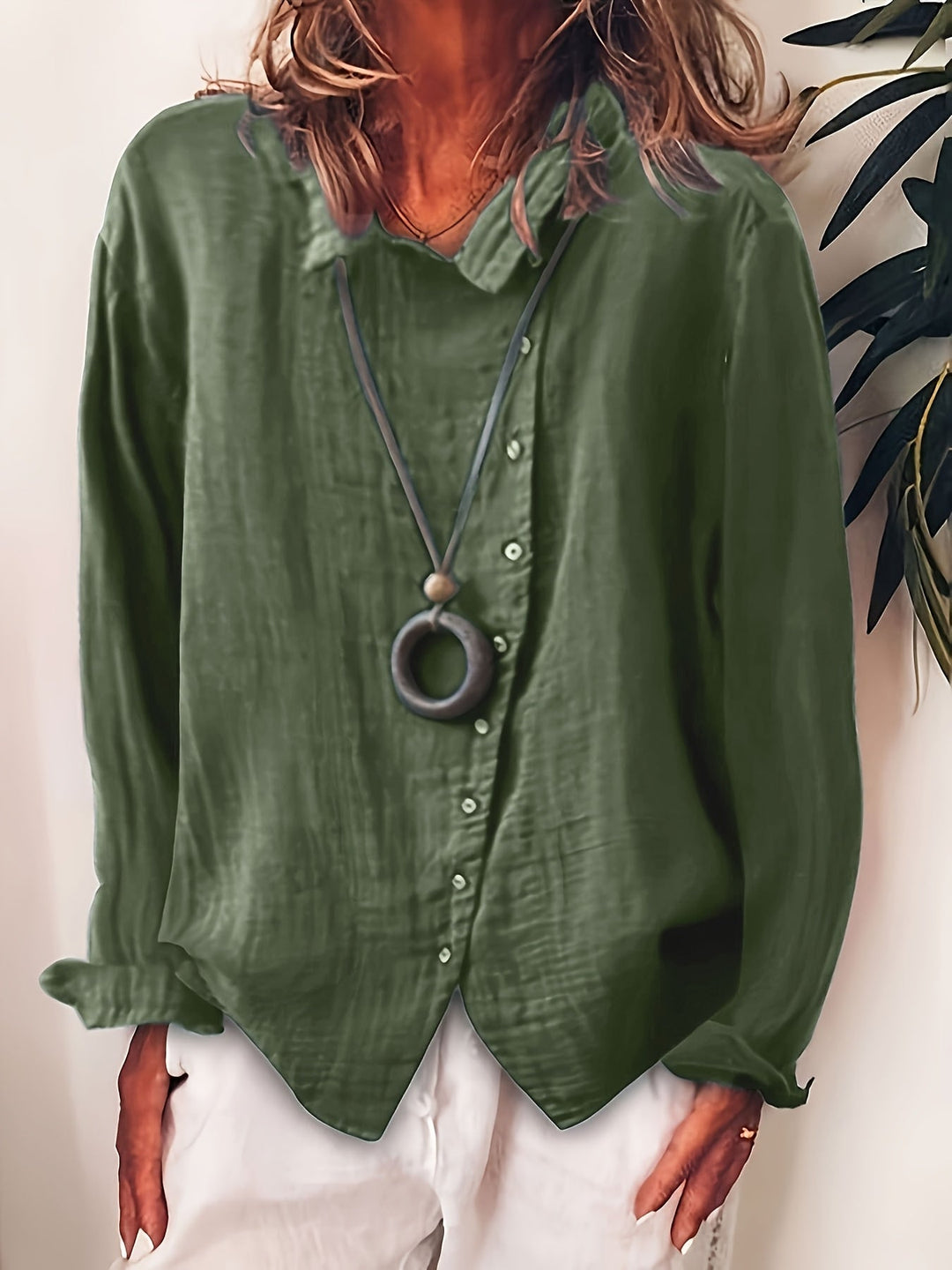 Ristia - Blusa Informal De Manga Larga Con Botones