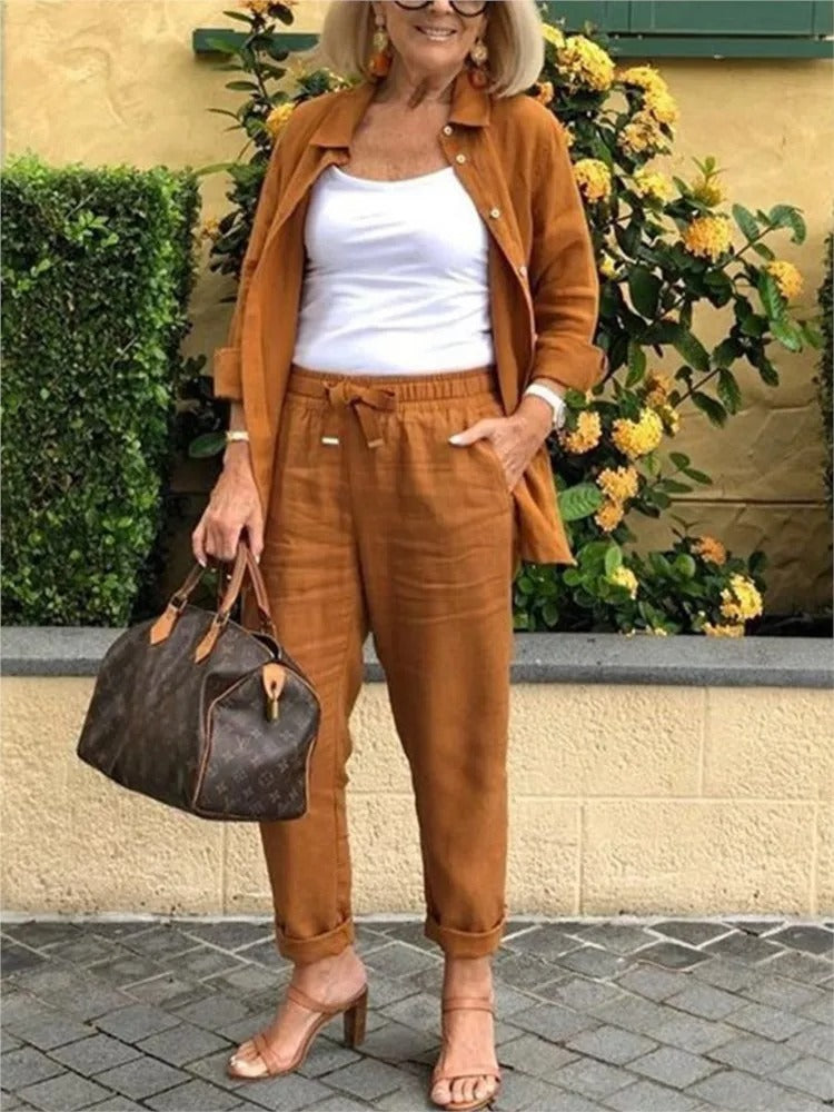 Henna - Conjunto de Camisa de Manga Larga y Pantalones