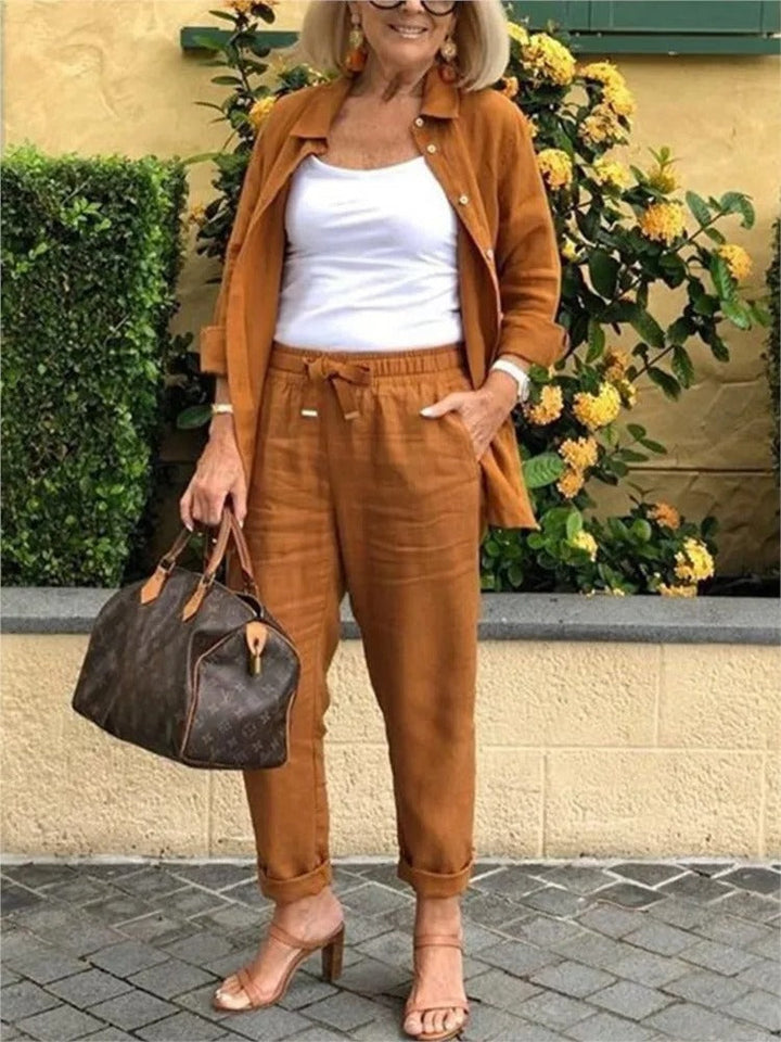 Henna - Conjunto de Camisa de Manga Larga y Pantalones