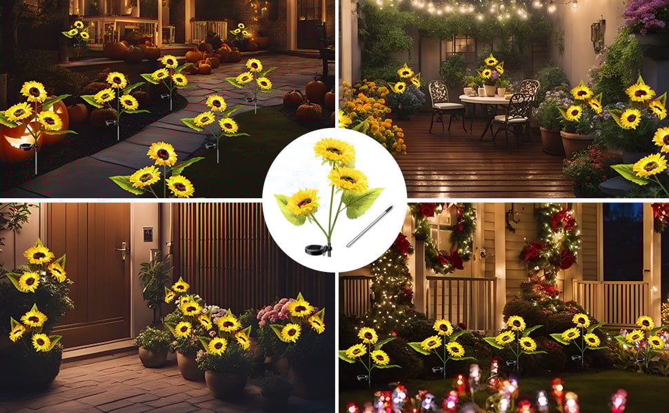 FloralGlow - Solar LED Girasol Jardín Luces