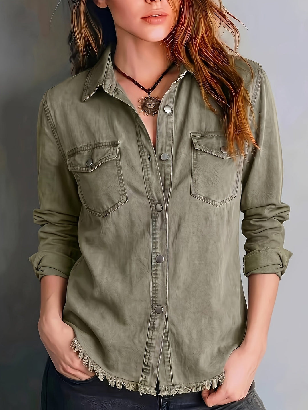 Blazka - Camisa Elegante Con Botones en La Parte Delantera Y Bolsillo
