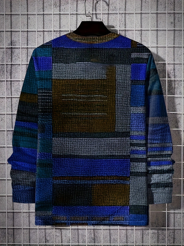 Calvin - Manga Larga Camiseta Con Patrón De Bloques