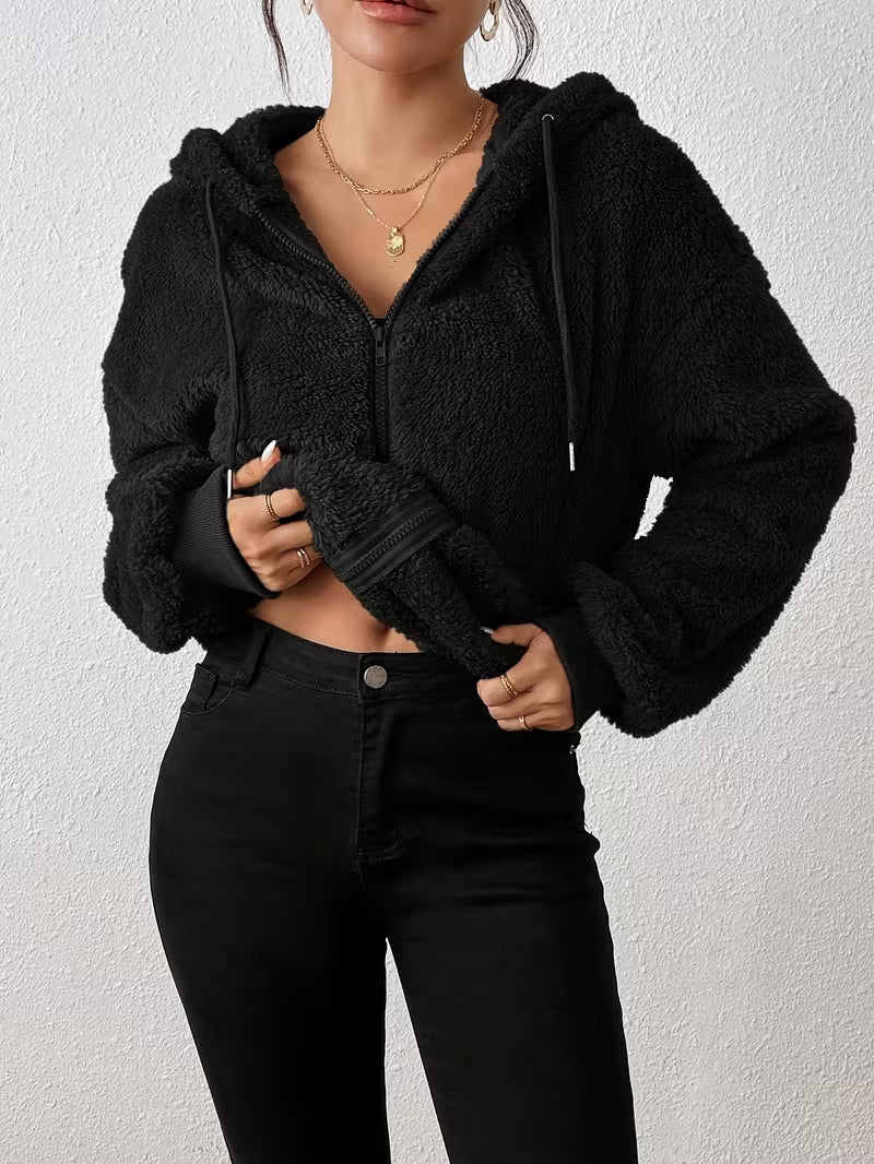 Keriana - Chaqueta Informal Con Capucha, Cálida Y Peluda