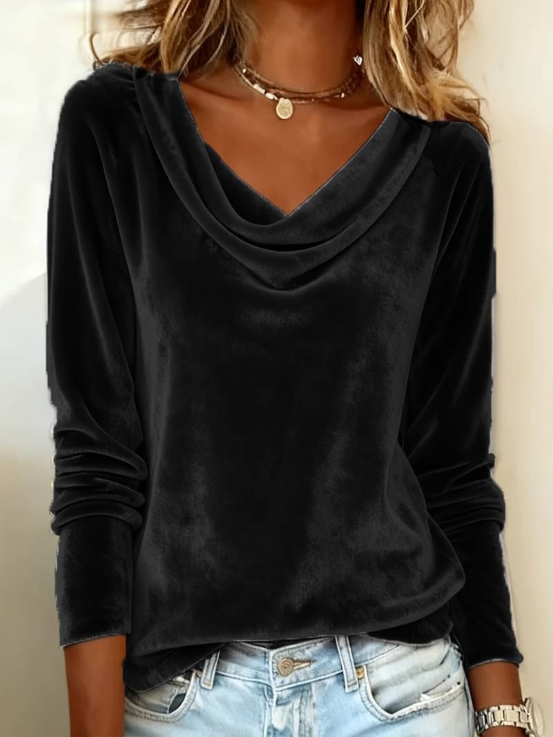 Ghania - Camiseta Informal De Manga Larga Con Cuello en V