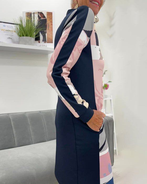 Lexiana - Vestido Midi Con Estampado Abstracto y Cremallera