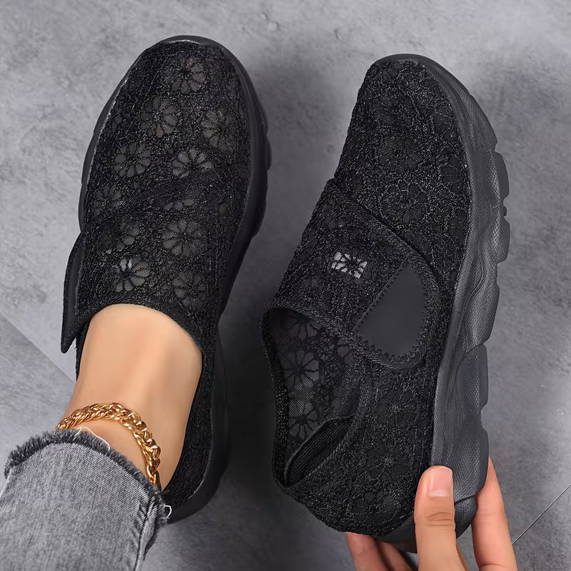 Sabyne - Zapatillas Deportivas de Encaje Floral Con Cierre de Velcro