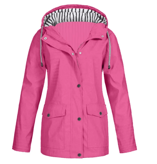 Ilektra - Elegante Manga Larga Impermeable Capuchado Chaqueta
