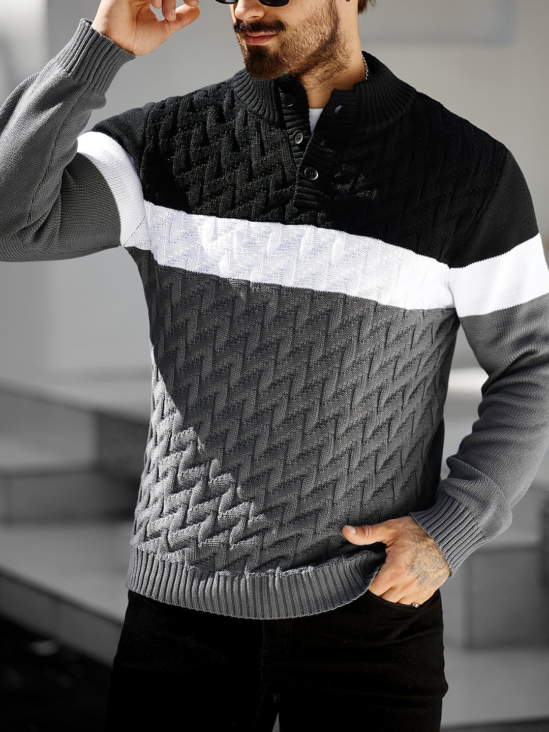 Lilfad - Jersey De Punto Informal Con Cuello De Pie