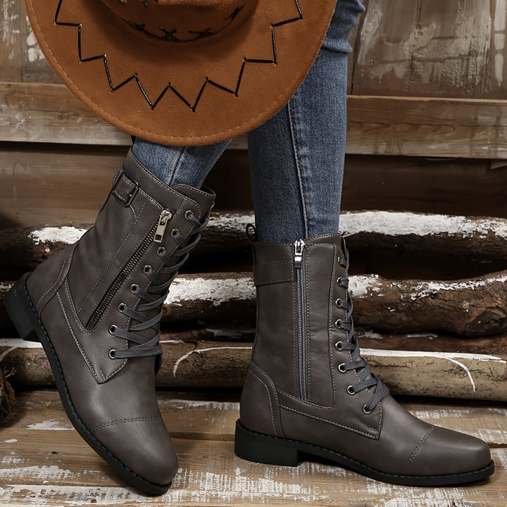 Kareema - Cómodas Botas De Cuero Con Cremallera Lateral