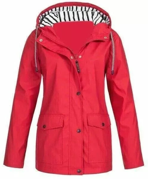 Ilektra - Elegante Manga Larga Impermeable Capuchado Chaqueta