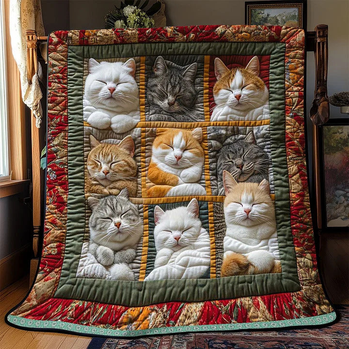 CozyCats - Manta con Estampado de Gatos Reales Durmiendo