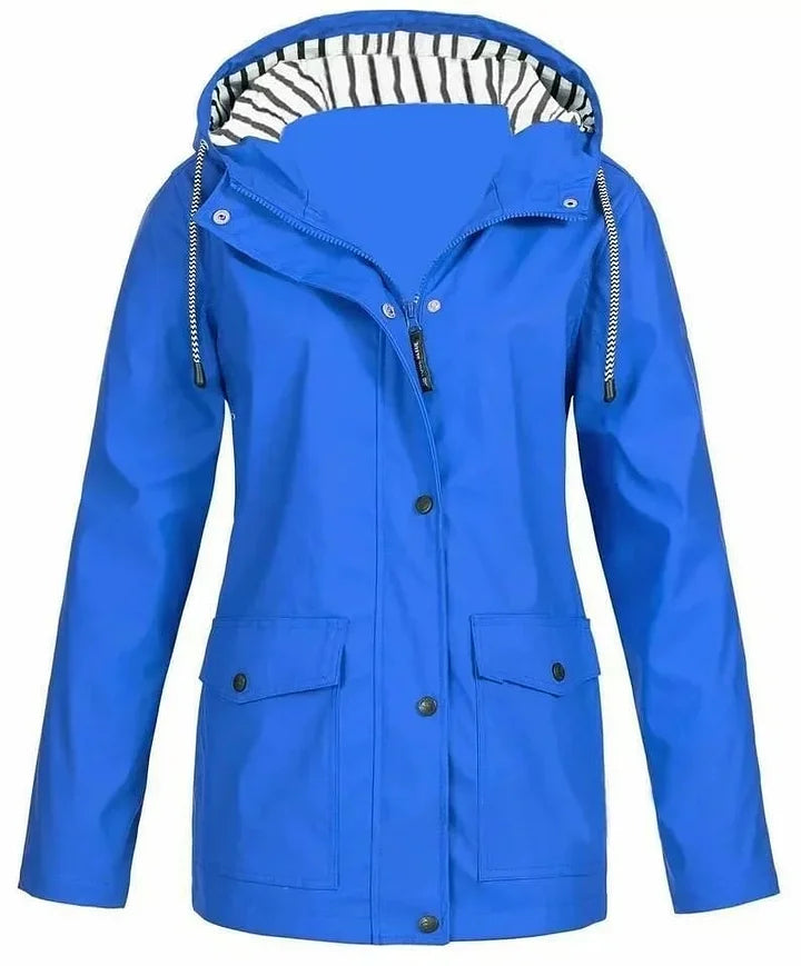 Ilektra - Elegante Manga Larga Impermeable Capuchado Chaqueta