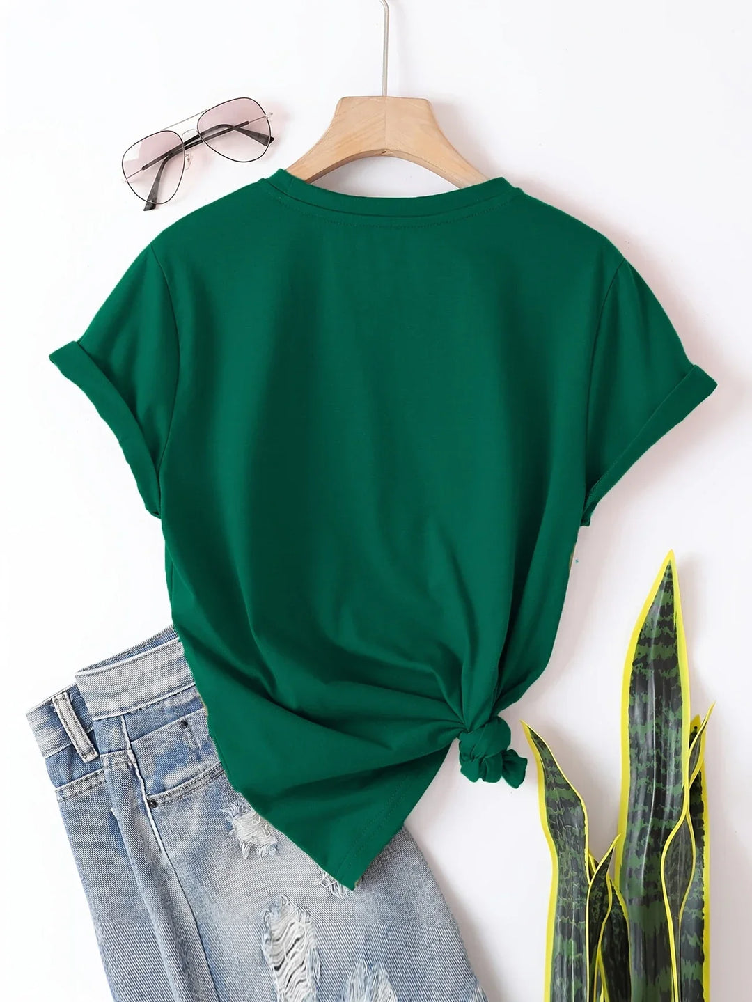 Larson - Informal Manga Corta Camiseta Con Estampado De Corazones