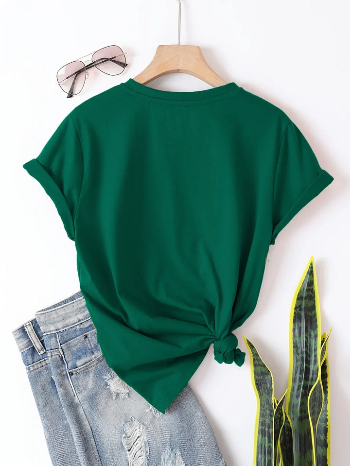 Larson - Informal Manga Corta Camiseta Con Estampado De Corazones