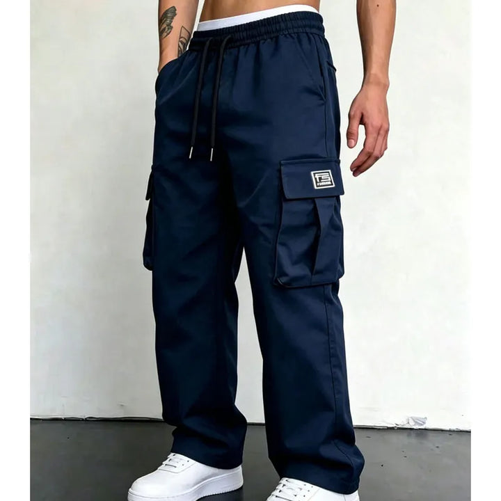 Nesham - Pantalones Cargo Con Cordón en la Cintura y Bolsillos