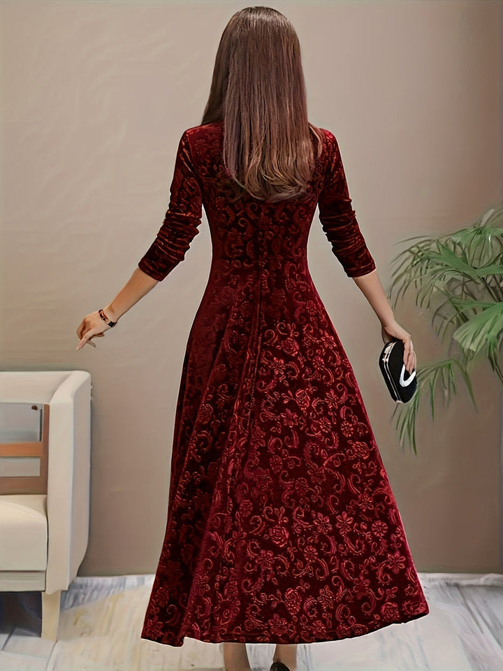 Otsuru - Elegante Vestido De Terciopelo de Manga Larga