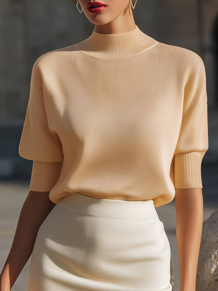 Jenni - Jersey De Manga Corta Con Cuello Alto Y Canalé