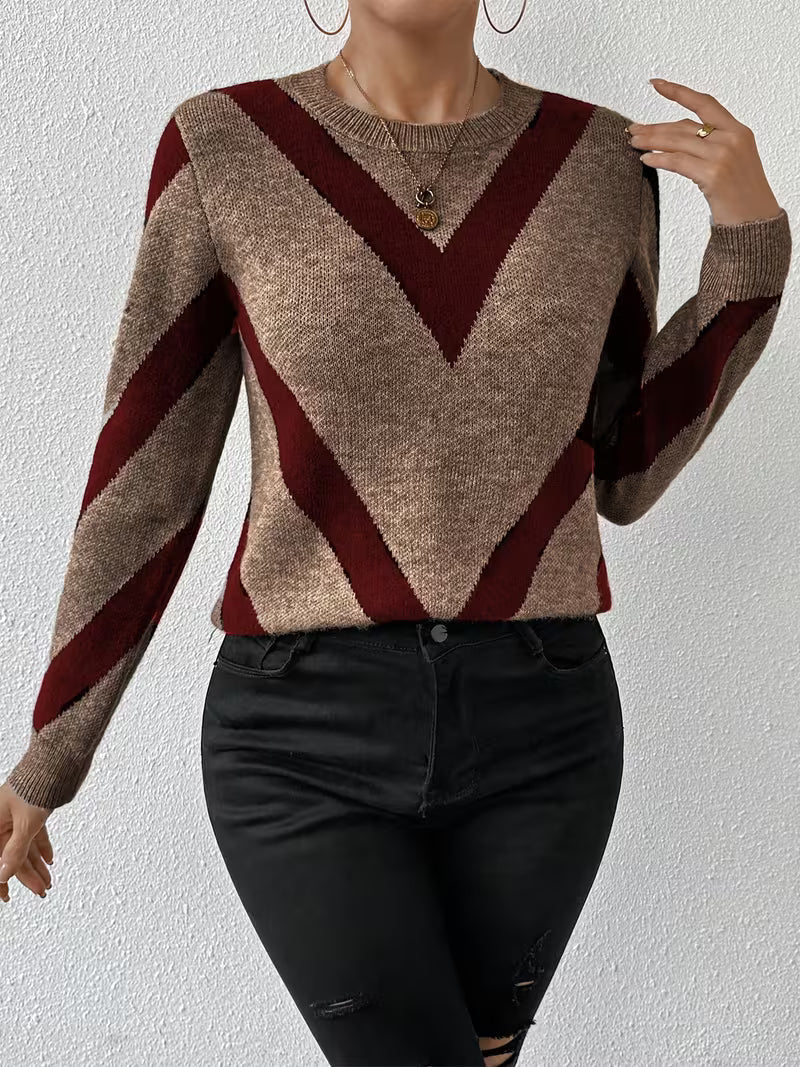 Minaza - Jersey De Cuello Redondo Con Estampado Geométrico